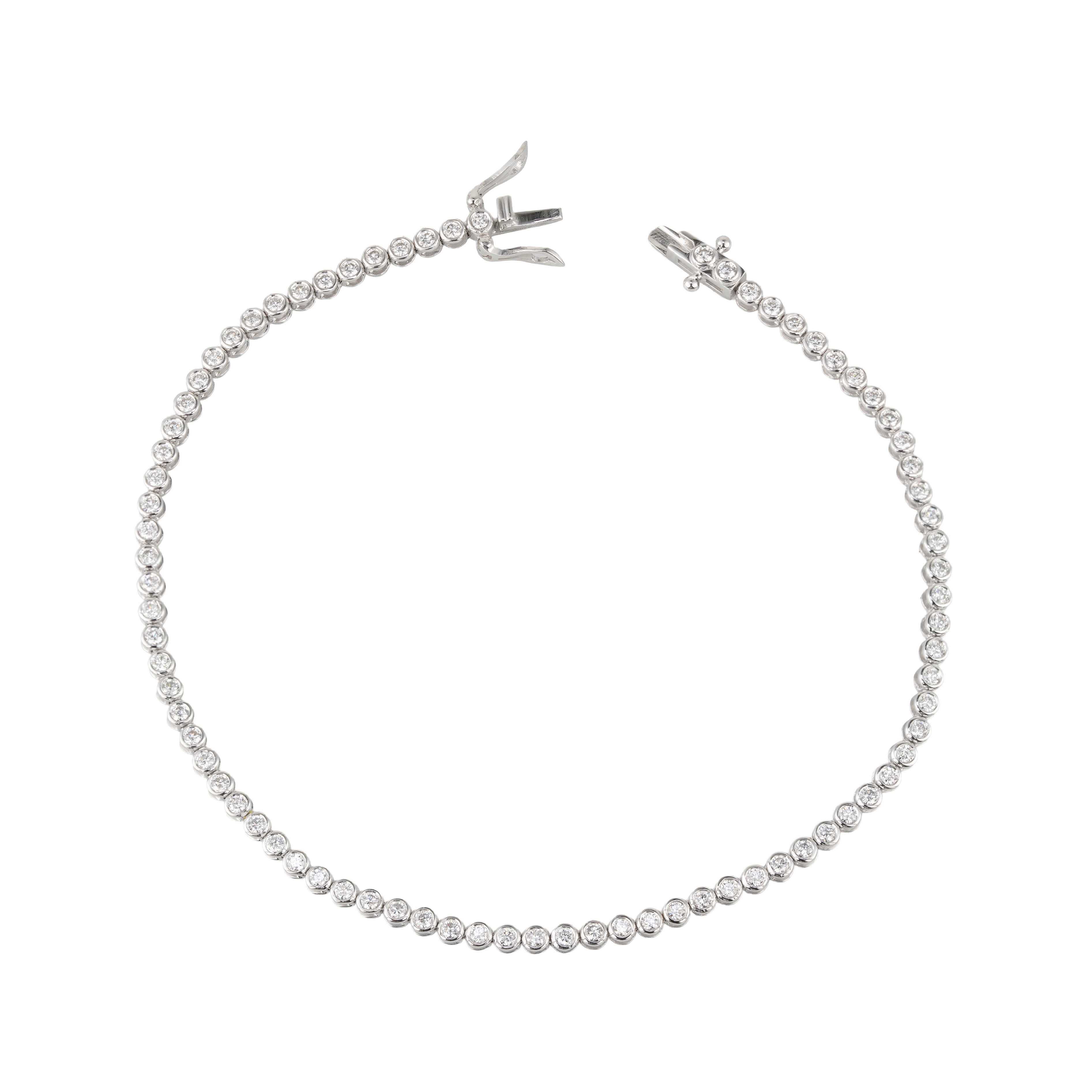 Lab Grown Diamond Tennis Bracelet (2.15 CT) in 10K/14K/18K Gold – VVS EF – 7 Inch Bezel Set Luxury Bracelet