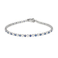 Lab Grown Diamond & Blue Sapphire Tennis Bracelet (1 CT Diamond, 1.33 CT Sapphire) in 10K/14K/18K Gold – Bezel Set – 7 Inch