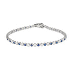 Lab Grown Diamond & Blue Sapphire Tennis Bracelet (1 CT Diamond, 1.33 CT Sapphire) in 10K/14K/18K Gold – Bezel Set – 7 Inch