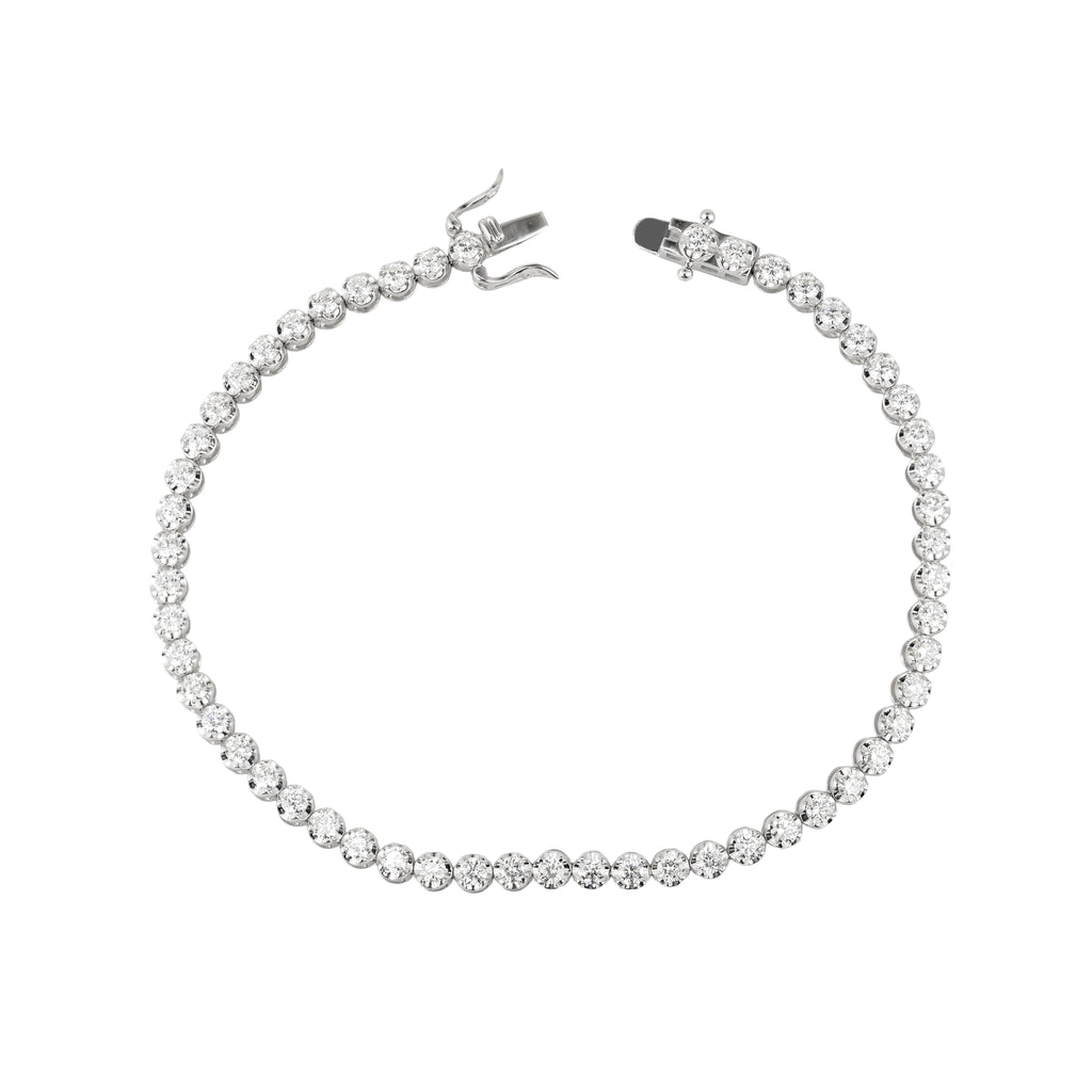 Lab Grown Diamond Tennis Bracelet (2.44 CT) in 10K/14K/18K Gold – VVS EF Round Diamonds – 7 Inch Classic Bezel Set Bracelet