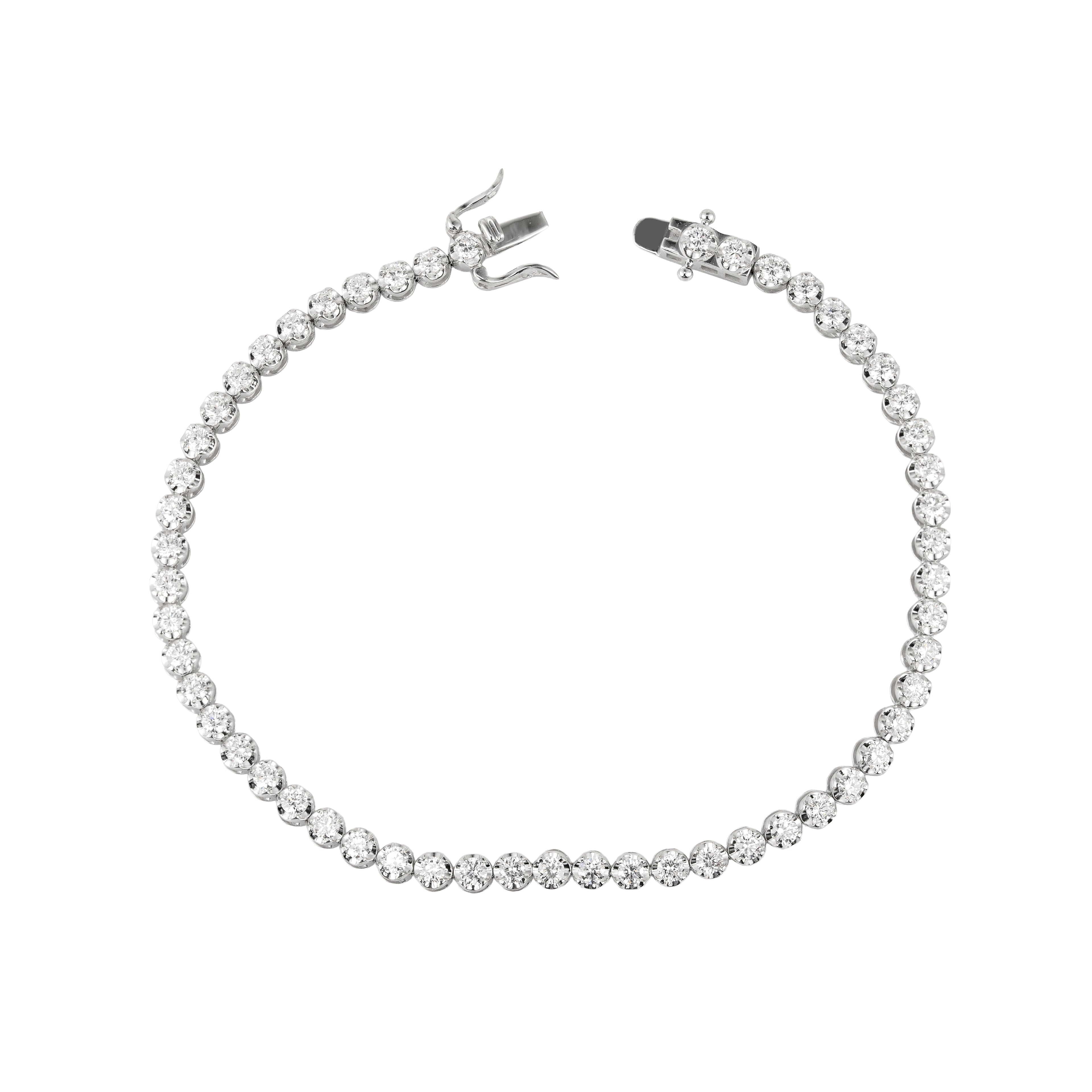 Lab Grown Diamond Tennis Bracelet (2.44 CT) in 10K/14K/18K Gold – VVS EF Round Diamonds – 7 Inch Classic Bezel Set Bracelet