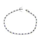 Lab Grown Diamond & Blue Sapphire Tennis Bracelet (1 CT Diamond, 1.33 CT Sapphire) in 10K/14K/18K Gold – Bezel Set – 7 Inch