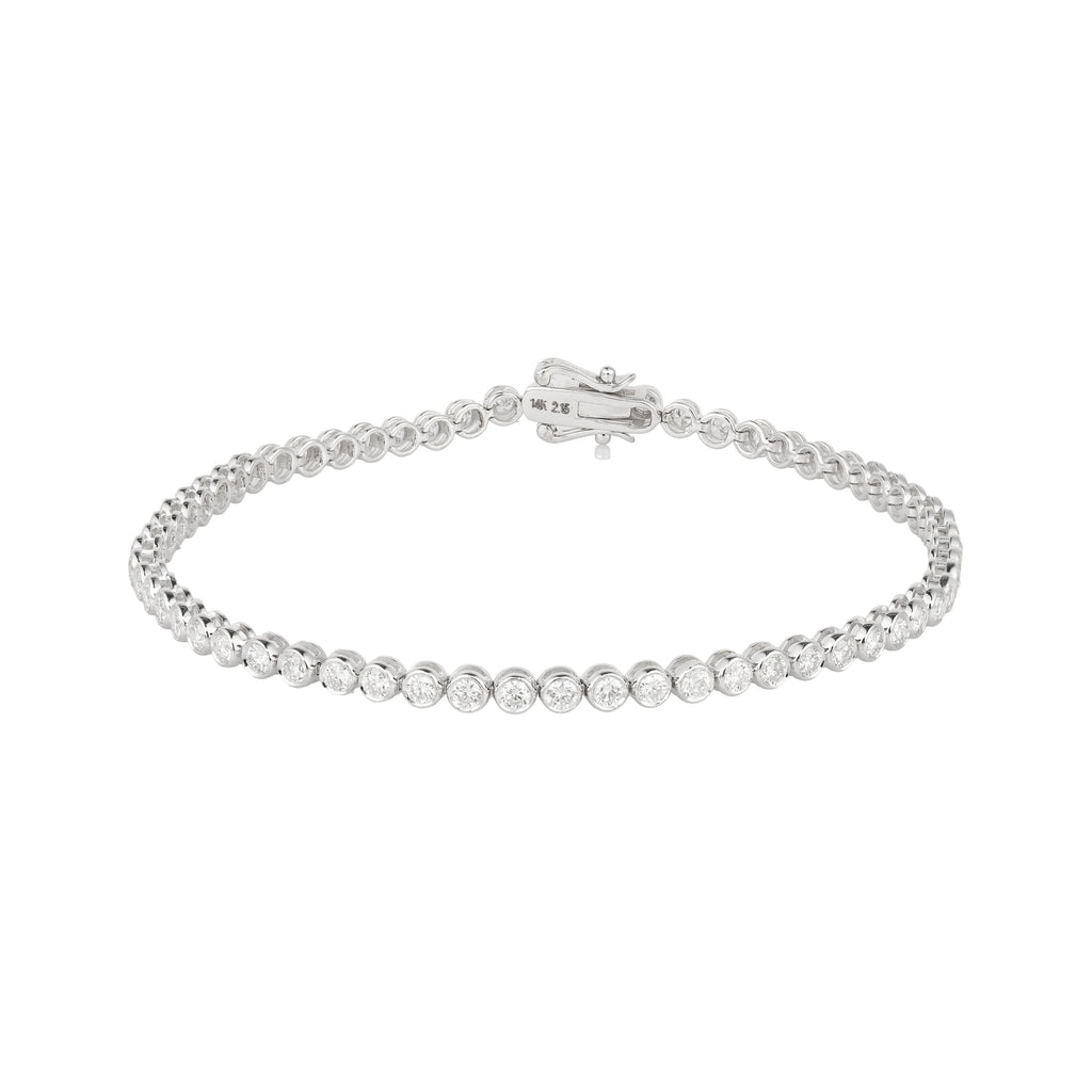 Lab Grown Diamond Tennis Bracelet (2.15 CT) in 10K/14K/18K Gold – VVS EF – 7 Inch Bezel Set Luxury Bracelet