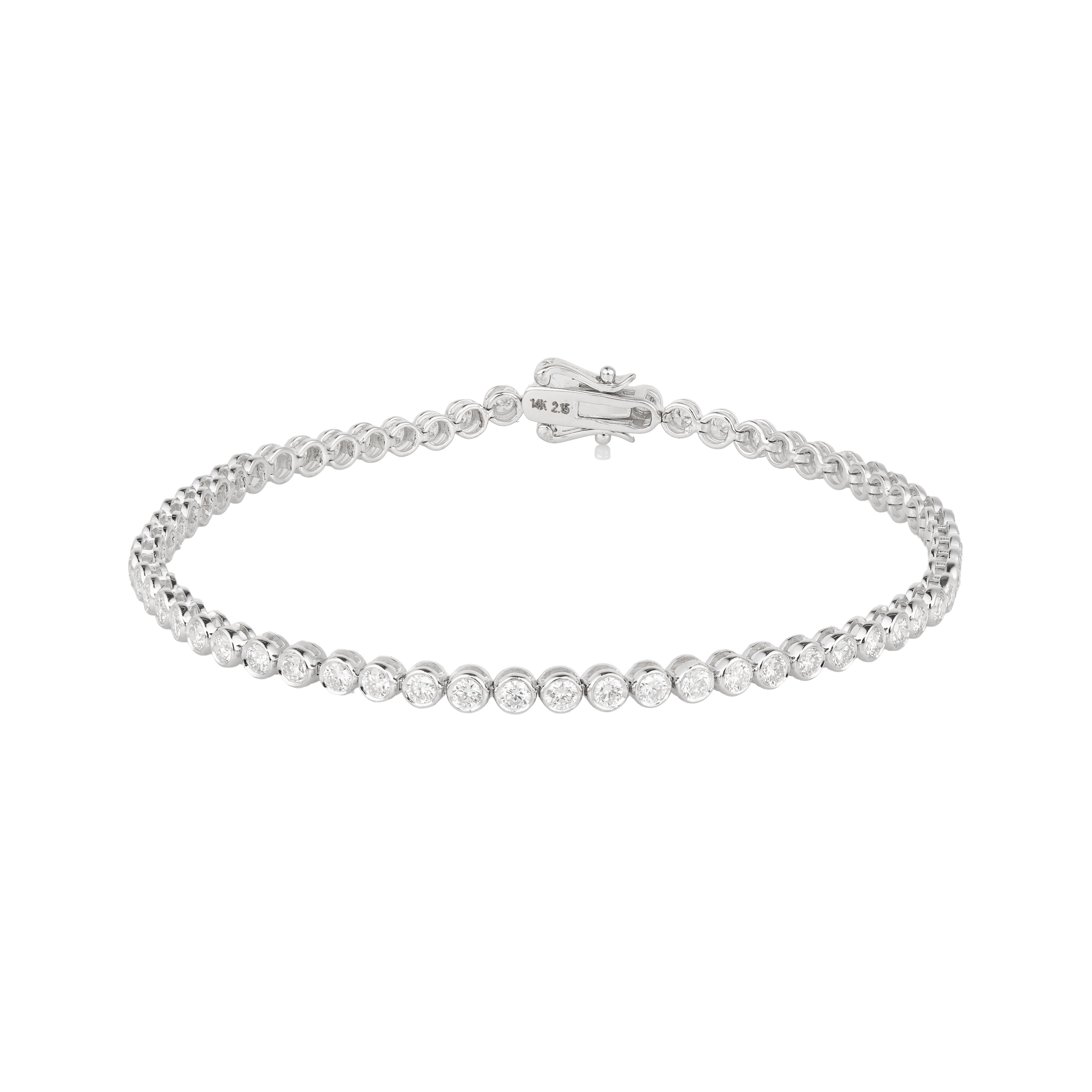 Lab Grown Diamond Tennis Bracelet (2.15 CT) in 10K/14K/18K Gold – VVS EF – 7 Inch Bezel Set Luxury Bracelet