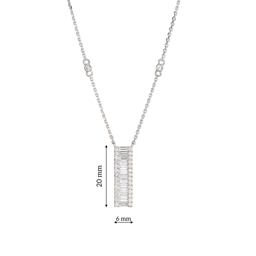 Lab Grown Diamond Baguette & Round Vertical Bar Necklace (0.71 CT) in 10K/14K/18K Gold – Modern Diamond Pendant