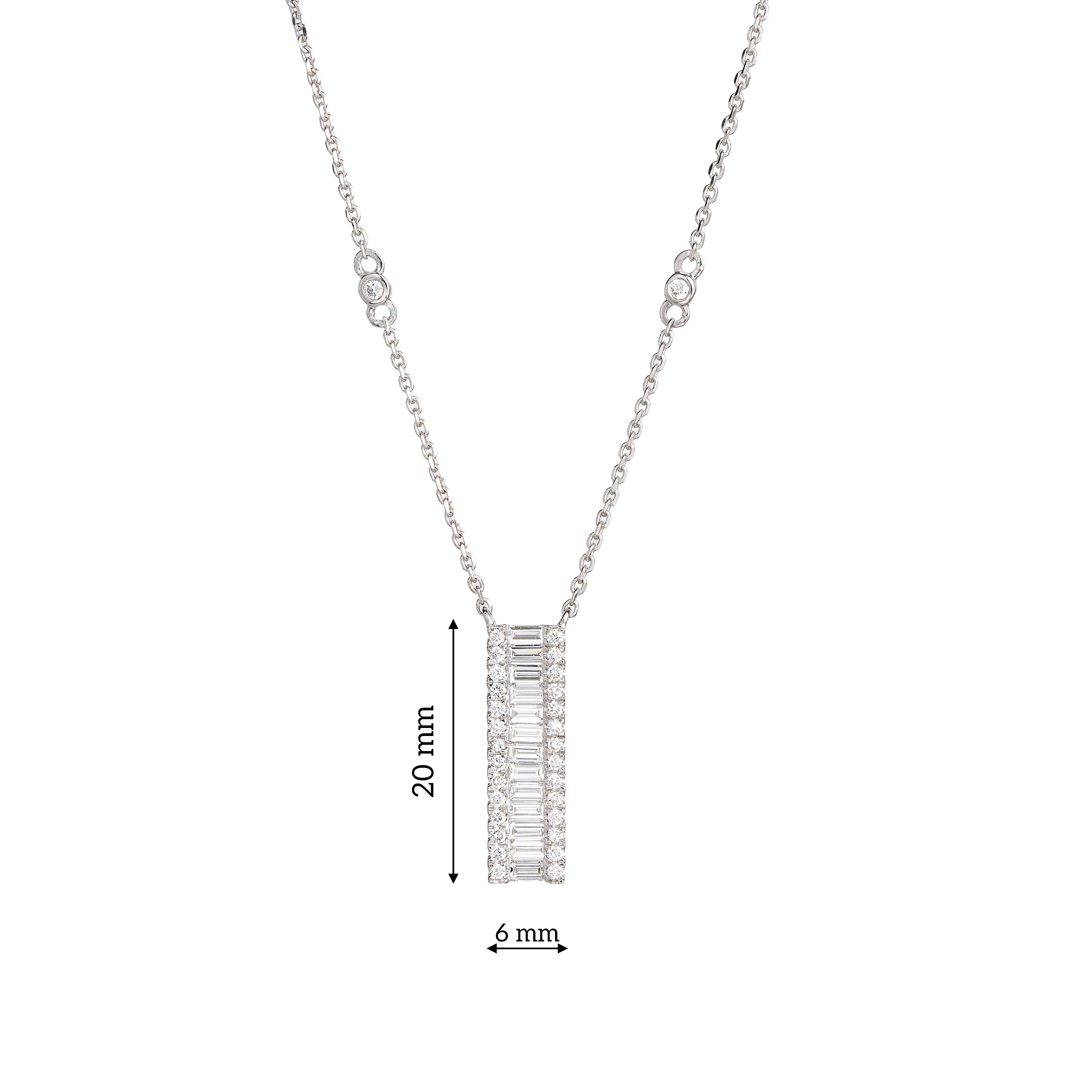 Lab Grown Diamond Baguette & Round Vertical Bar Necklace (0.71 CT) in 10K/14K/18K Gold – Modern Diamond Pendant