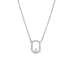 Lab Grown Diamond Floating Oval Pendant Necklace (0.25 CT) in 10K/14K/18K Gold – Modern Open Frame Diamond Necklace