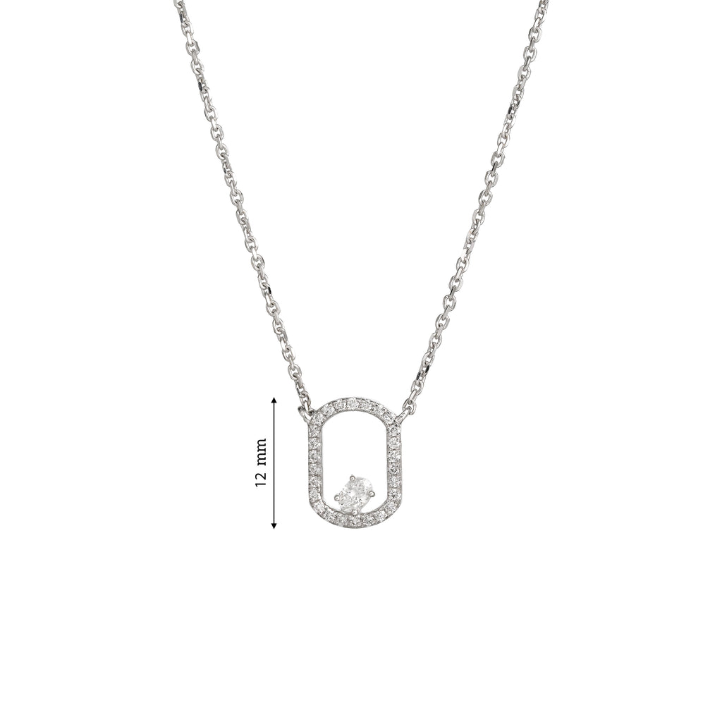 Lab Grown Diamond Floating Oval Pendant Necklace (0.25 CT) in 10K/14K/18K Gold – Modern Open Frame Diamond Necklace