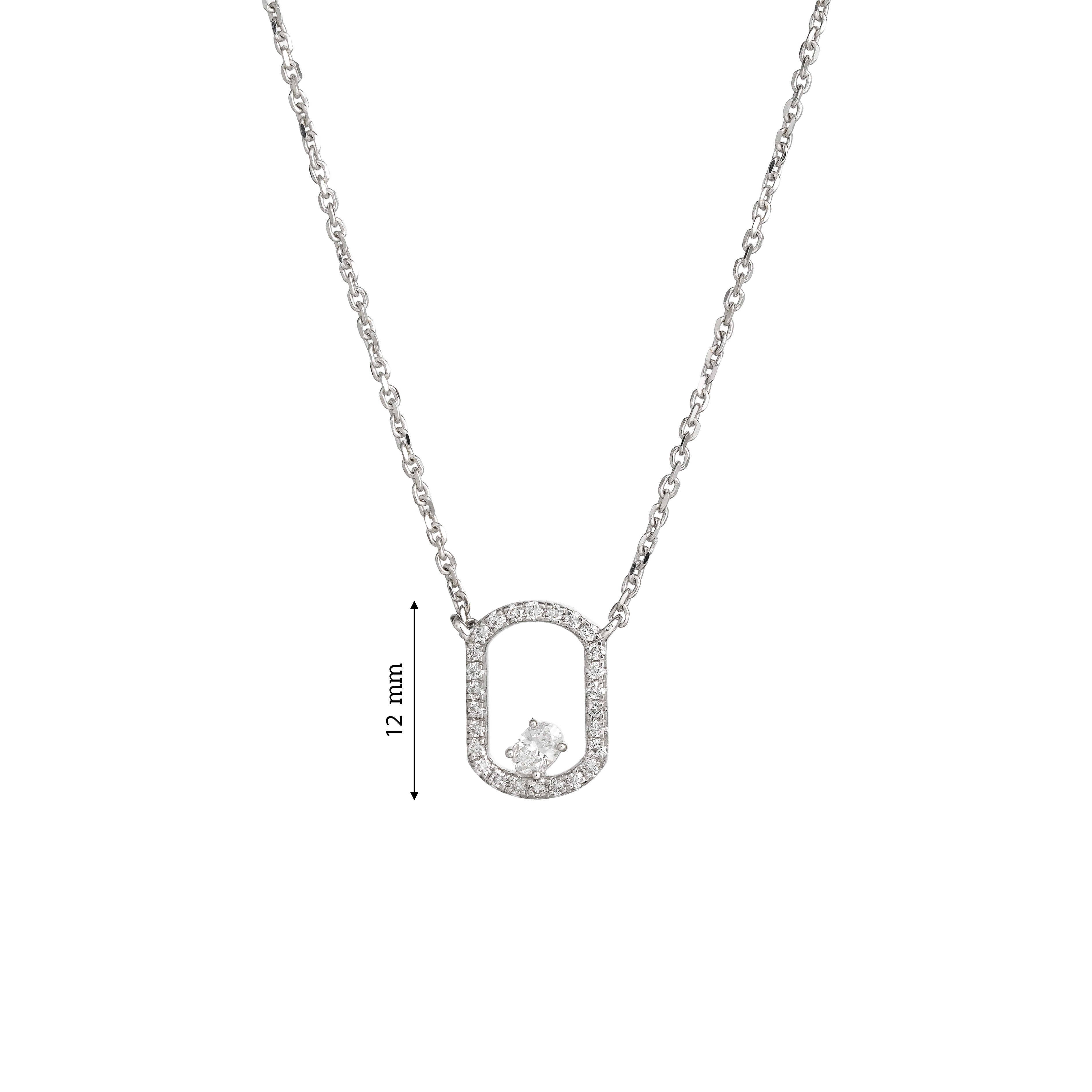 Lab Grown Diamond Floating Oval Pendant Necklace (0.25 CT) in 10K/14K/18K Gold – Modern Open Frame Diamond Necklace