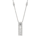 Lab Grown Diamond Baguette & Round Vertical Bar Necklace (0.71 CT) in 10K/14K/18K Gold – Modern Diamond Pendant