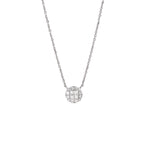 Lab Grown Diamond Halo Pendant Necklace (0.46 CT) in 10K/14K/18K Gold – Round Cluster Diamond Necklace