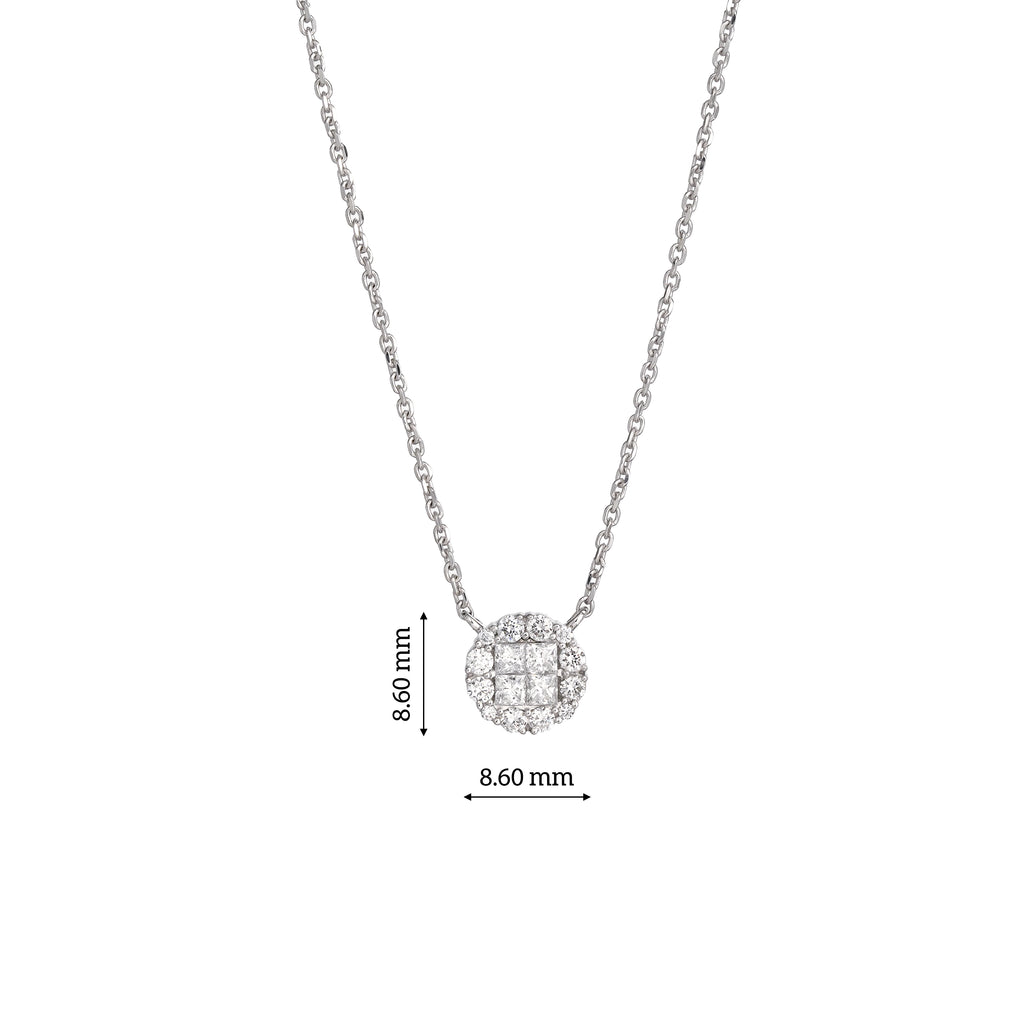 Lab Grown Diamond Halo Pendant Necklace (0.46 CT) in 10K/14K/18K Gold – Round Cluster Diamond Necklace