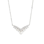 Lab Grown Diamond & Pearl V Shape Necklace (0.23 CT) in 10K/14K/18K Gold – Elegant Diamond Pearl Pendant