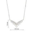 Lab Grown Diamond & Pearl V Shape Necklace (0.23 CT) in 10K/14K/18K Gold – Elegant Diamond Pearl Pendant