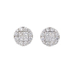 Lab Grown Diamond Cushion Halo Stud Earrings (0.69 CT) in 10K/14K/18K Gold – Princess Cut Cluster Earrings