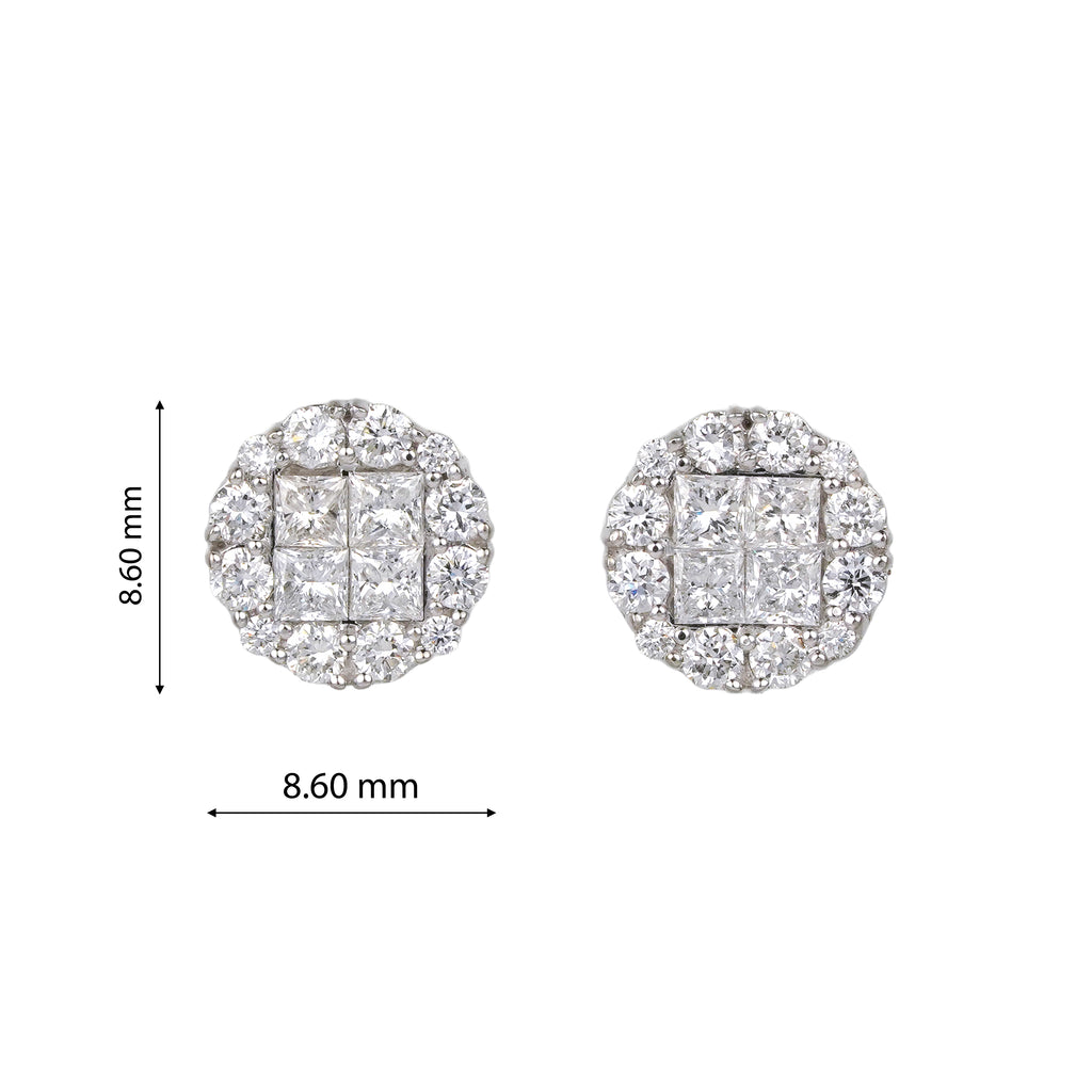 Lab Grown Diamond Cushion Halo Stud Earrings (0.69 CT) in 10K/14K/18K Gold – Princess Cut Cluster Earrings
