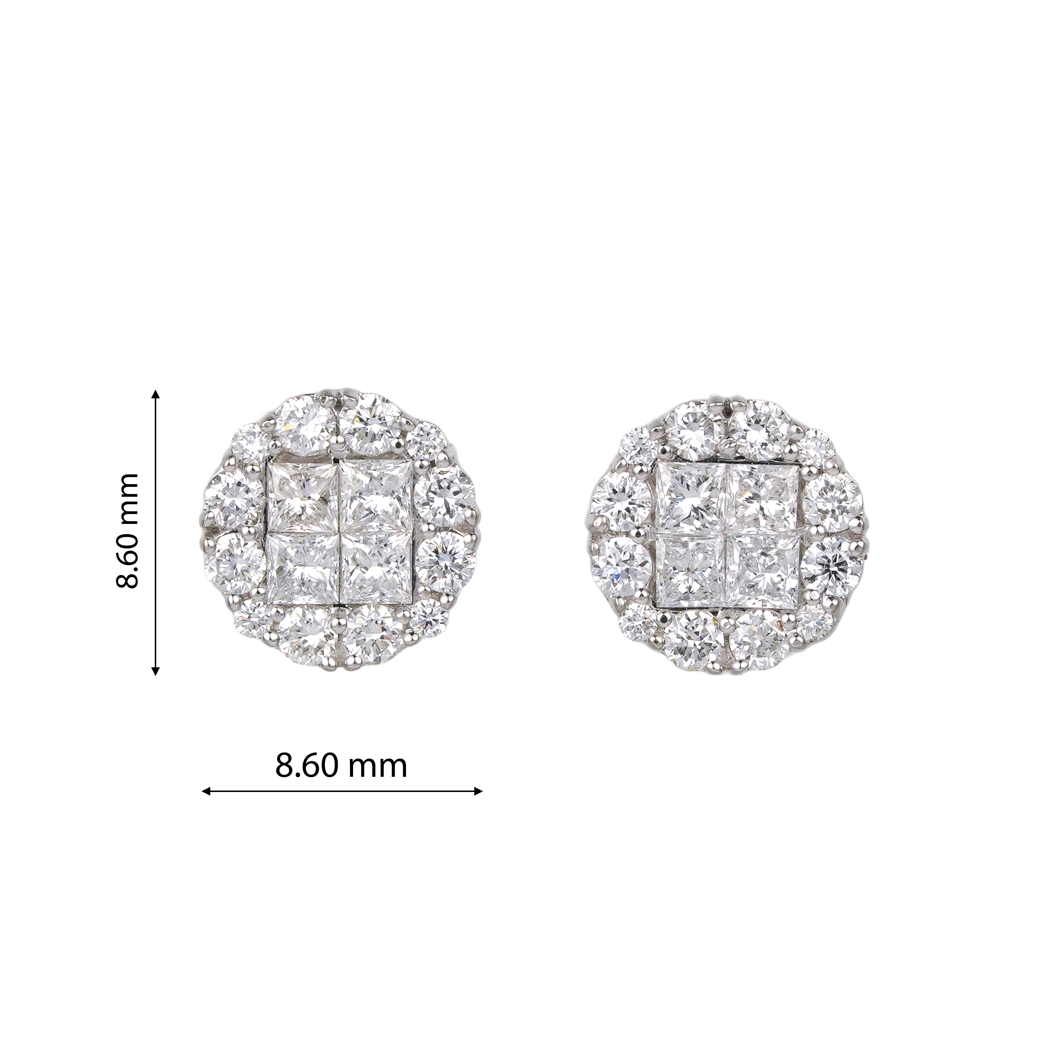 Lab Grown Diamond Cushion Halo Stud Earrings (0.69 CT) in 10K/14K/18K Gold – Princess Cut Cluster Earrings
