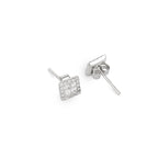 Lab Grown Diamond Square Halo Stud Earrings (0.59 CT) in 10K/14K/18K Gold – Princess Cut Cluster Earrings