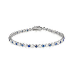 Lab Grown Diamond & Blue Sapphire Tennis Bracelet (1.47 CT Diamond, 1.77 CT Sapphire) in 10K/14K/18K Gold – 7 Inch