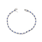 Lab Grown Diamond & Blue Sapphire Tennis Bracelet (1.47 CT Diamond, 1.77 CT Sapphire) in 10K/14K/18K Gold – 7 Inch