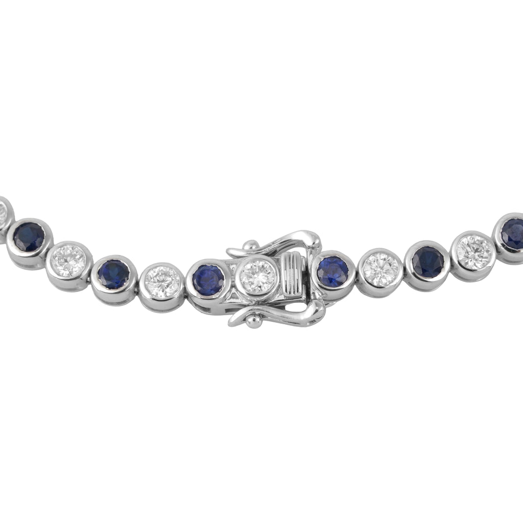 Lab Grown Diamond & Blue Sapphire Tennis Bracelet (1.47 CT Diamond, 1.77 CT Sapphire) in 10K/14K/18K Gold – 7 Inch