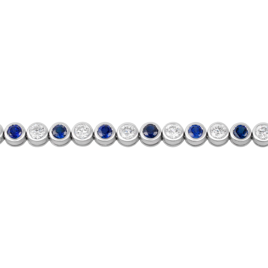 Lab Grown Diamond & Blue Sapphire Tennis Bracelet (1.47 CT Diamond, 1.77 CT Sapphire) in 10K/14K/18K Gold – 7 Inch