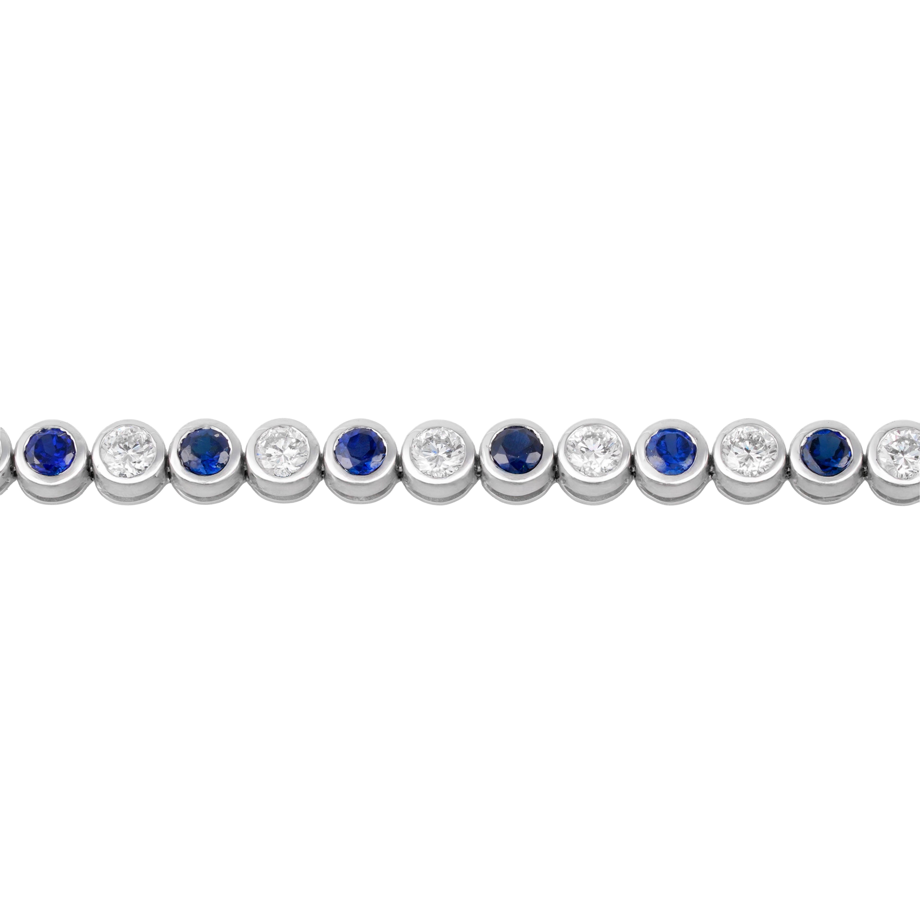 Lab Grown Diamond & Blue Sapphire Tennis Bracelet (1.47 CT Diamond, 1.77 CT Sapphire) in 10K/14K/18K Gold – 7 Inch