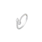 0.32 CT Lab Grown Diamond Open Wrap Ring – Pear & Oval Bezel Set Diamonds with Pavé Band – VVS EF – 10K/14K/18K Gold