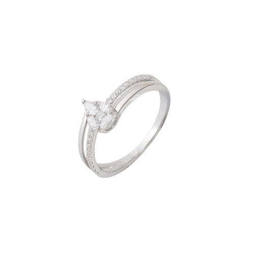 0.31 CT Lab Grown Diamond Pear Cluster Ring – Split Shank Pave Band – VVS EF – 10K/14K/18K Gold