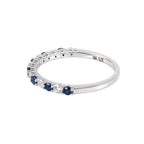 0.49 CT Lab Grown Diamond & Blue Sapphire Half Eternity Ring – Alternating Round Stones – VVS EF – 10K/14K/18K Gold
