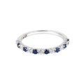 0.49 CT Lab Grown Diamond & Blue Sapphire Half Eternity Ring – Alternating Round Stones – VVS EF – 10K/14K/18K Gold