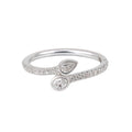 0.32 CT Lab Grown Diamond Open Wrap Ring – Pear & Oval Bezel Set Diamonds with Pavé Band – VVS EF – 10K/14K/18K Gold