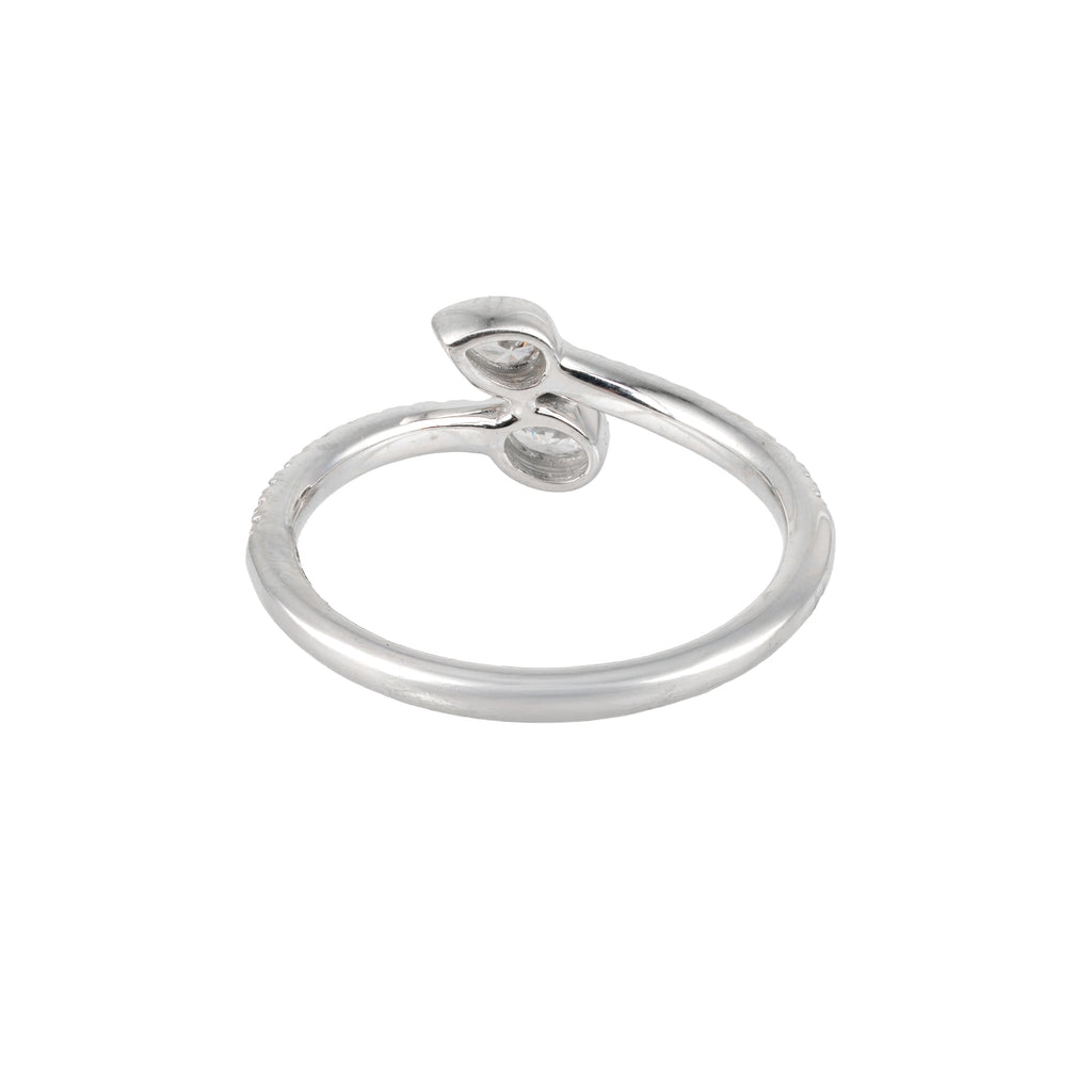 0.32 CT Lab Grown Diamond Open Wrap Ring – Pear & Oval Bezel Set Diamonds with Pavé Band – VVS EF – 10K/14K/18K Gold