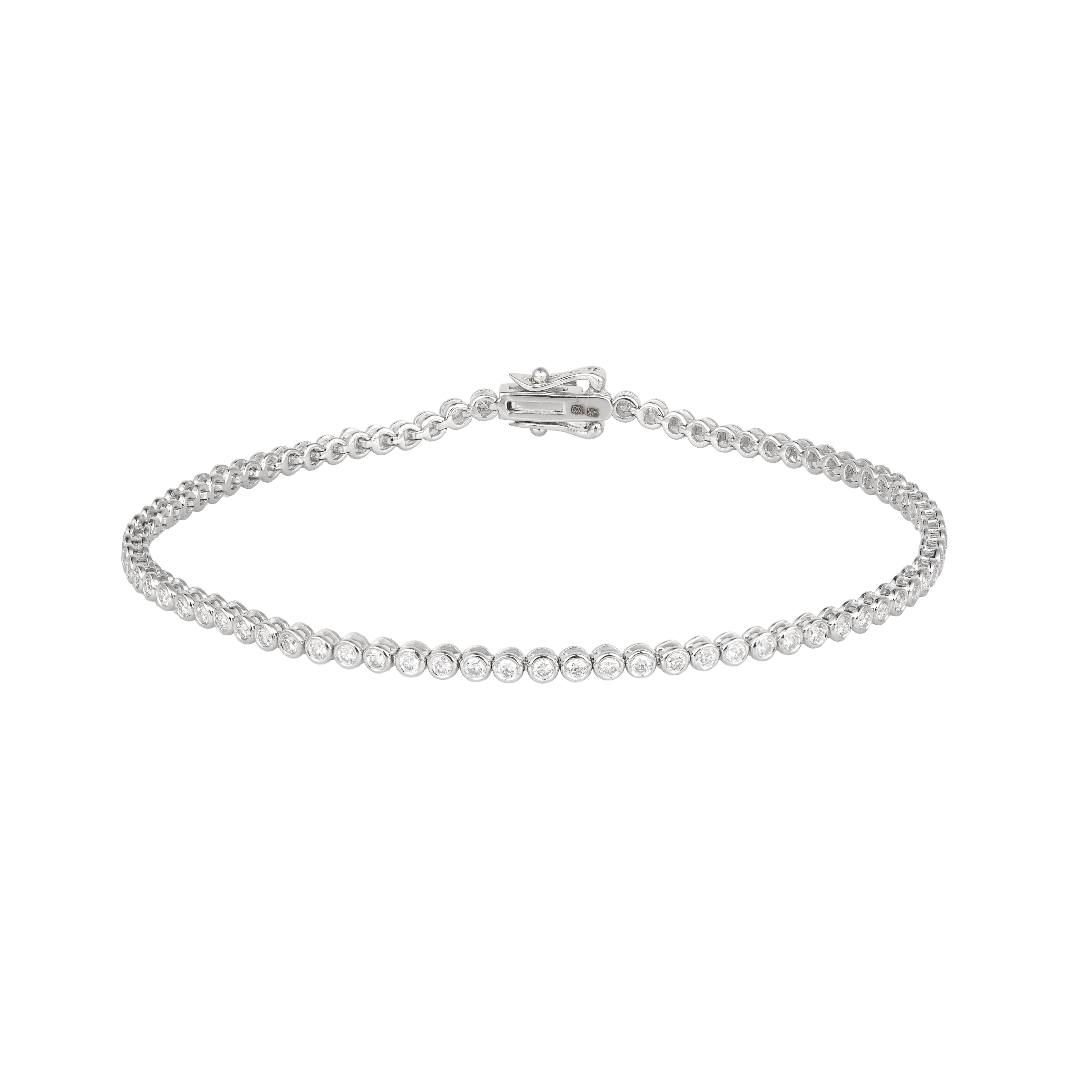 Lab Grown Diamond Tennis Bracelet (1 CT) in 10K/14K/18K Gold – VVS EF – 7 Inch Classic Bezel Set Bracelet