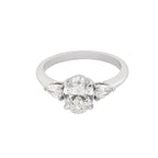 2.5 CT Lab Grown Diamond Three-Stone Ring – Oval Cut Center with Pear Side Stones – VVS EF – 14K/18K Gold Engagement Ring