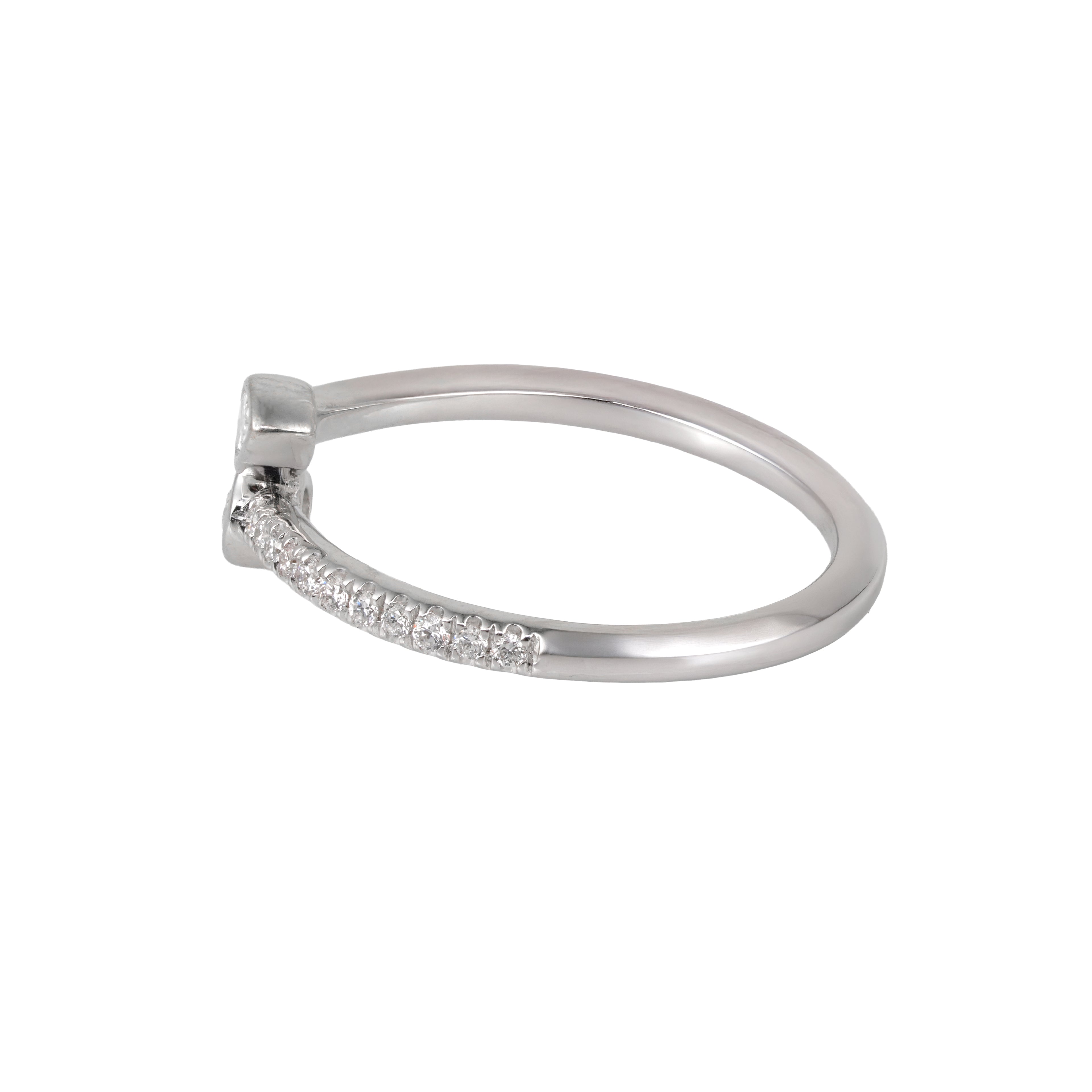 0.32 CT Lab Grown Diamond Open Wrap Ring – Pear & Oval Bezel Set Diamonds with Pavé Band – VVS EF – 10K/14K/18K Gold