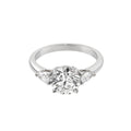 2.6 CT Lab Grown Diamond Three-Stone Ring – Round Cut Center with Trillion Side Stones – VVS EF – 14K/18K Gold Engagement Ring