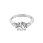 2.6 CT Lab Grown Diamond Three-Stone Ring – Round Cut Center with Trillion Side Stones – VVS EF – 14K/18K Gold Engagement Ring