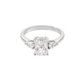 2.5 CT Lab Grown Diamond Three-Stone Ring – Radiant Cut Center with Pear Side Stones – VVS EF – 14K/18K Gold Engagement Ring