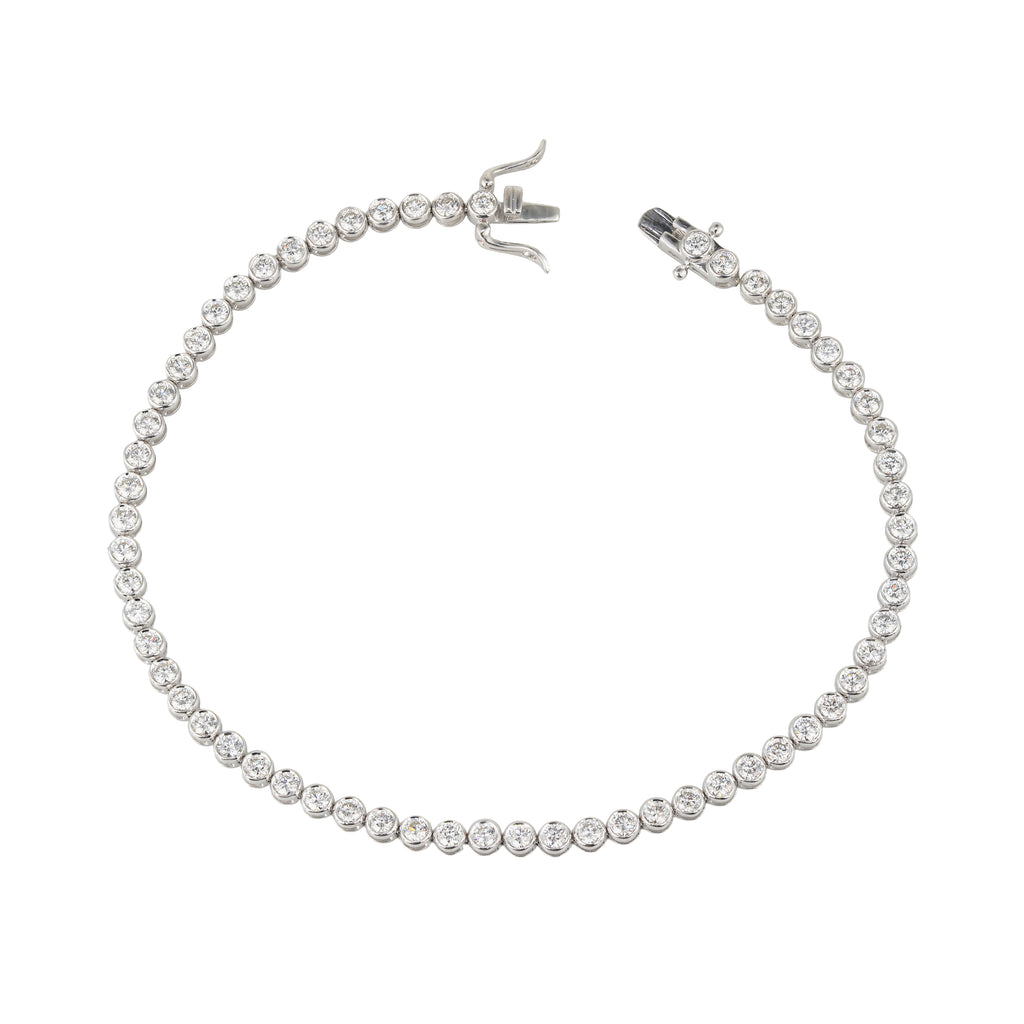 Lab Grown Diamond Tennis Bracelet (1 CT) in 10K/14K/18K Gold – VVS EF – 7 Inch Classic Bezel Set Bracelet