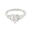 2.5 CT Lab Grown Diamond Three-Stone Ring – Heart Cut Center with Pear Side Stones – VVS EF – 14K/18K Gold Engagement Ring
