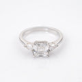 2.5 CT Lab Grown Diamond Three Stone Ring – Asscher Cut Center with Pear Side Stones – VVS EF – 14K/18K Gold Engagement Ring