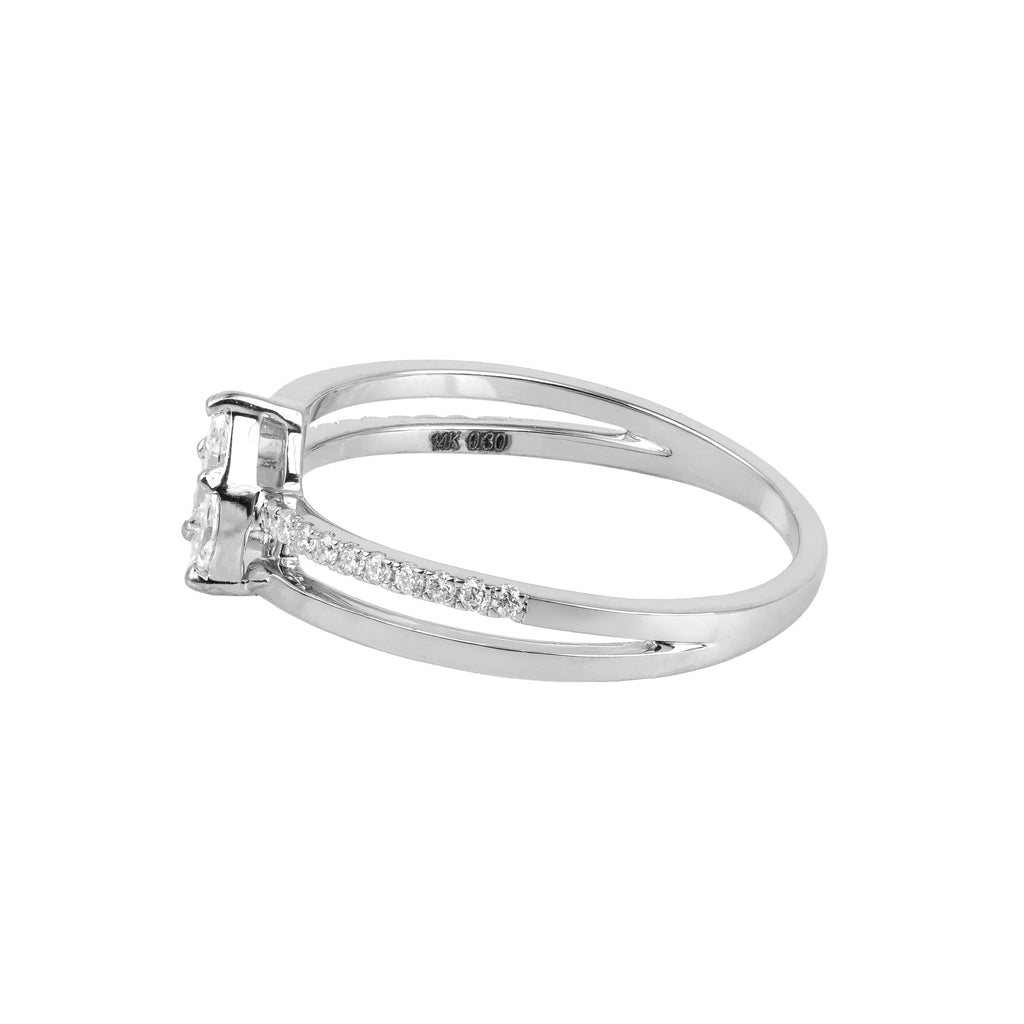 0.31 CT Lab Grown Diamond Pear Cluster Ring – Split Shank Pave Band – VVS EF – 10K/14K/18K Gold