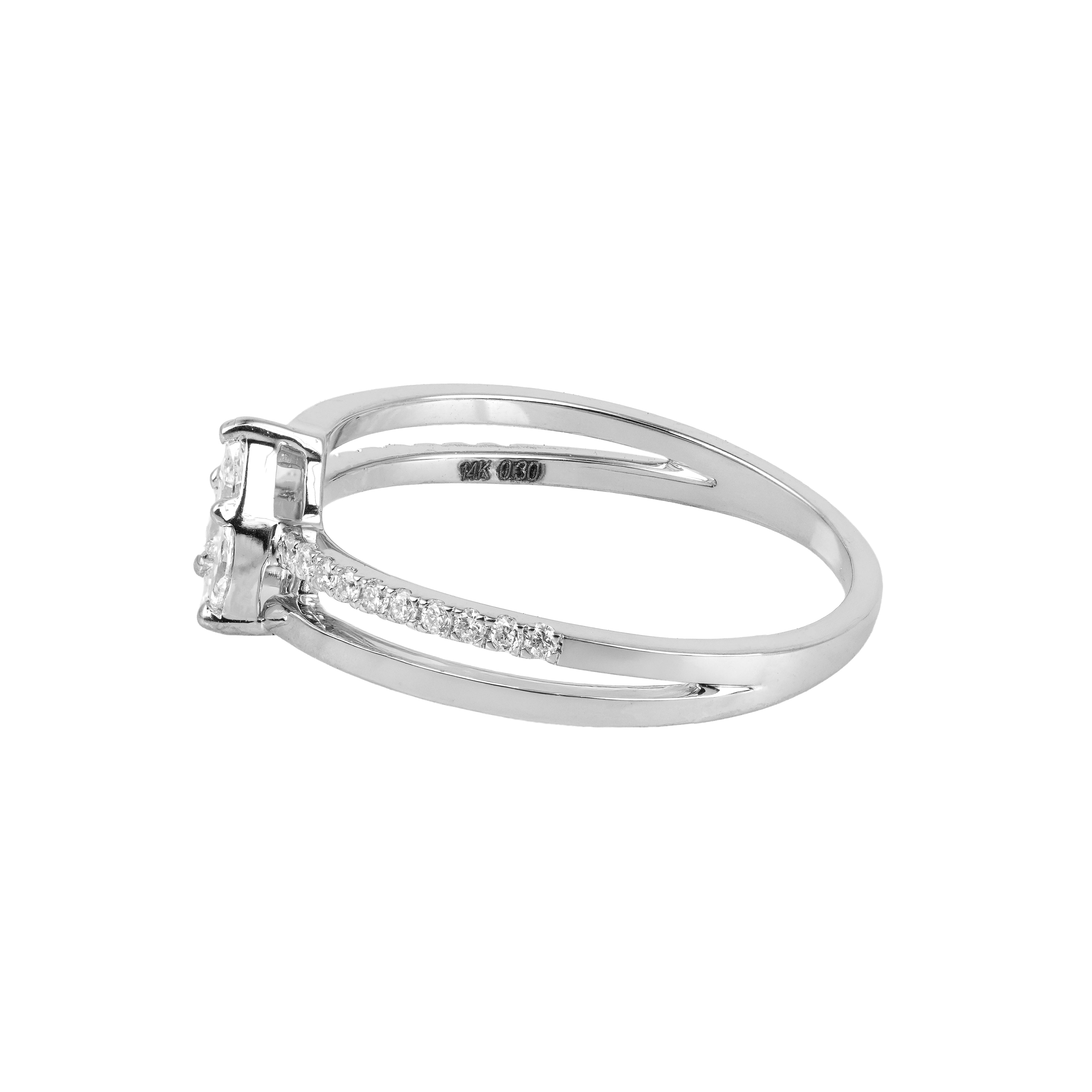 0.31 CT Lab Grown Diamond Pear Cluster Ring – Split Shank Pave Band – VVS EF – 10K/14K/18K Gold