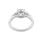 2.6 CT Lab Grown Diamond Three-Stone Ring – Round Cut Center with Trillion Side Stones – VVS EF – 14K/18K Gold Engagement Ring