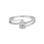 0.31 CT Lab Grown Diamond Pear Cluster Ring – Split Shank Pave Band – VVS EF – 10K/14K/18K Gold