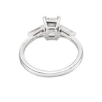 1.9 CT Lab Grown Diamond Three-Stone Ring – Radiant Cut Center with Baguette Side Stones – VVS EF – 14K/18K Gold Engagement Ring