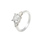 2.5 CT Lab Grown Diamond Three Stone Ring – Asscher Cut Center with Pear Side Stones – VVS EF – 14K/18K Gold Engagement Ring