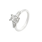 1.9 CT Lab Grown Diamond Three-Stone Ring – Radiant Cut Center with Baguette Side Stones – VVS EF – 14K/18K Gold Engagement Ring